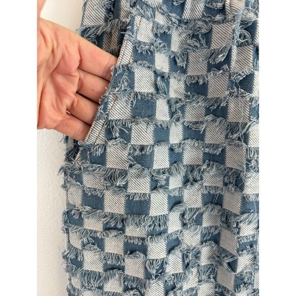 NWT LALA ORIGINAL Check Mate Textured Denim Maxi Skirt Womens Small M Blue Boho - Picture 6 of 13